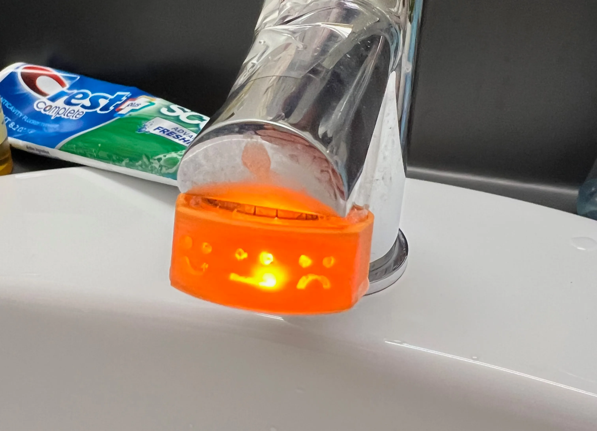 Glow Tap showing yellow light — time to start wrapping up